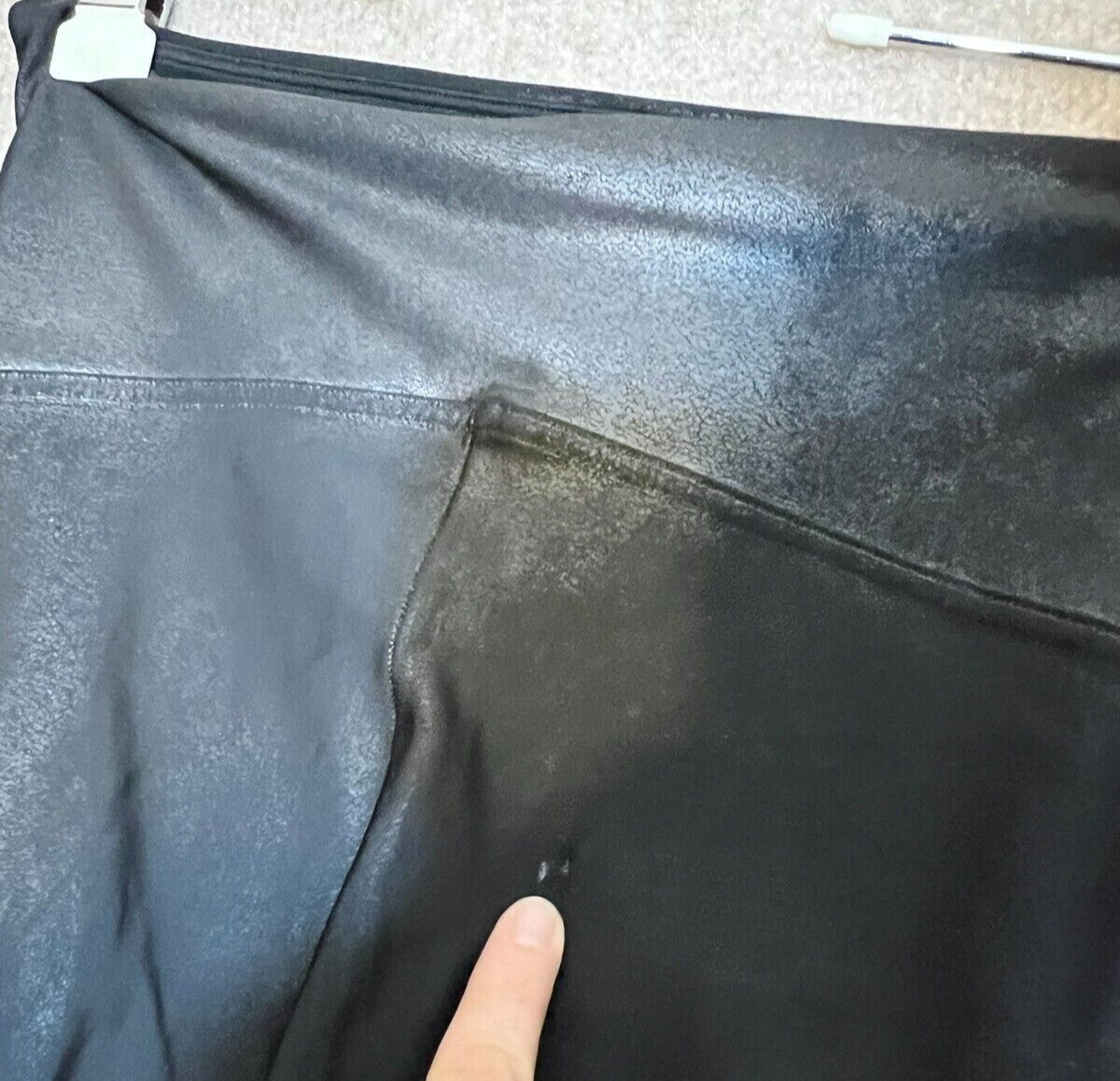 Spanx Lg Leather Look Control Shaper Leggings - Fade spot
