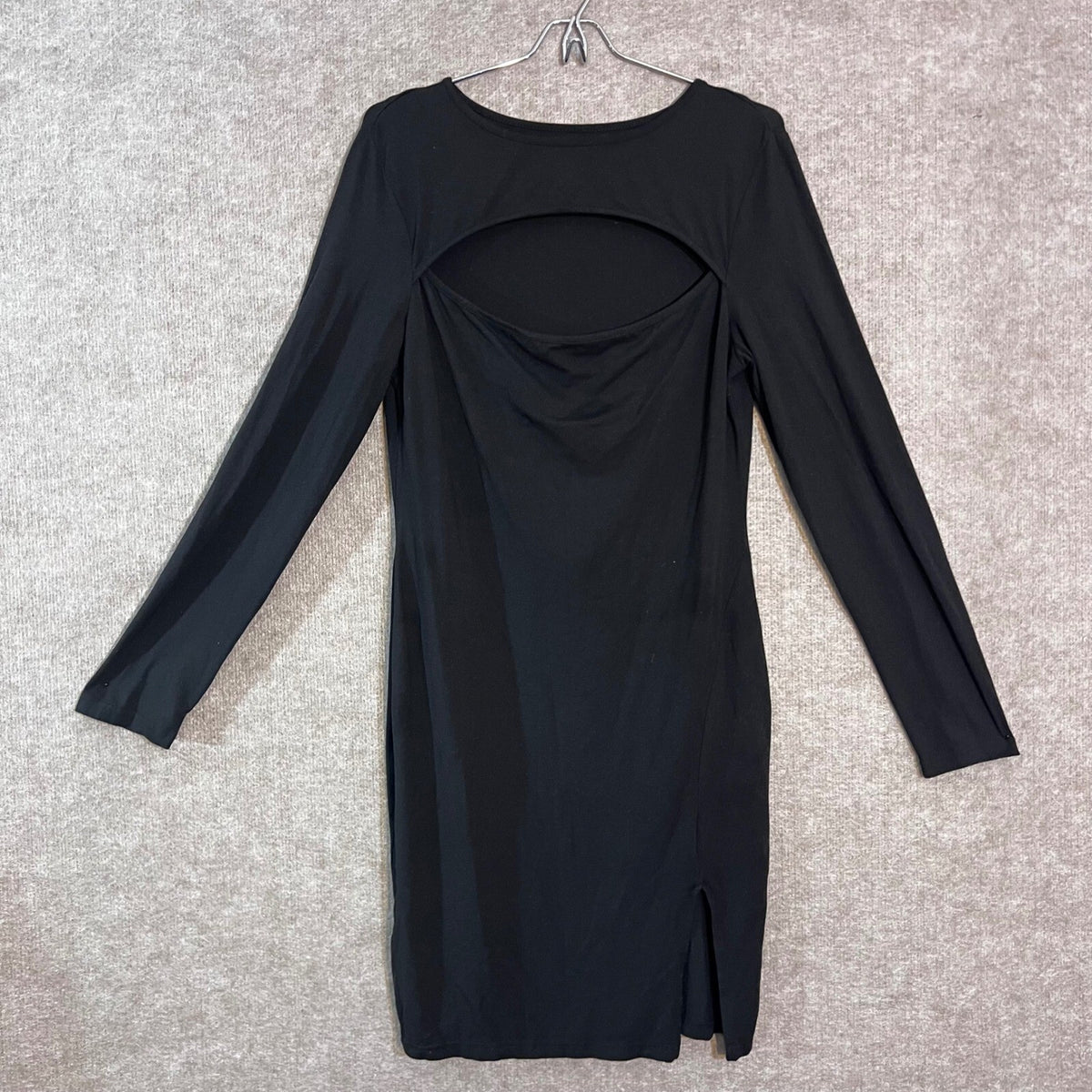 H&M Dress Womens XL Black Cut Out Front Long Sleeve Mini Sheath Goth Chic