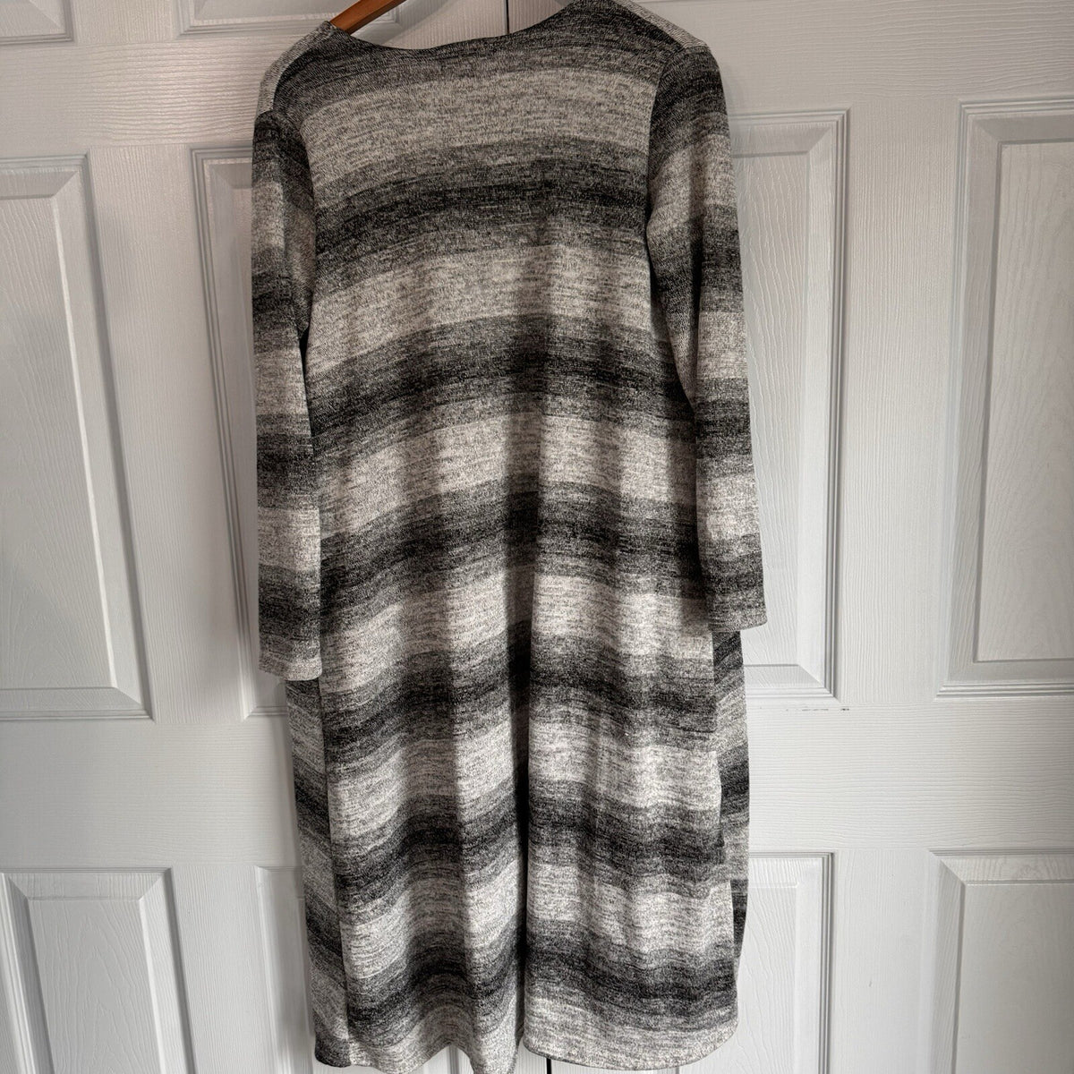 Lularoe Size S Sarah Duster | Boho Cozy Cocoon Coat | Patch Pockets Grey Stripe