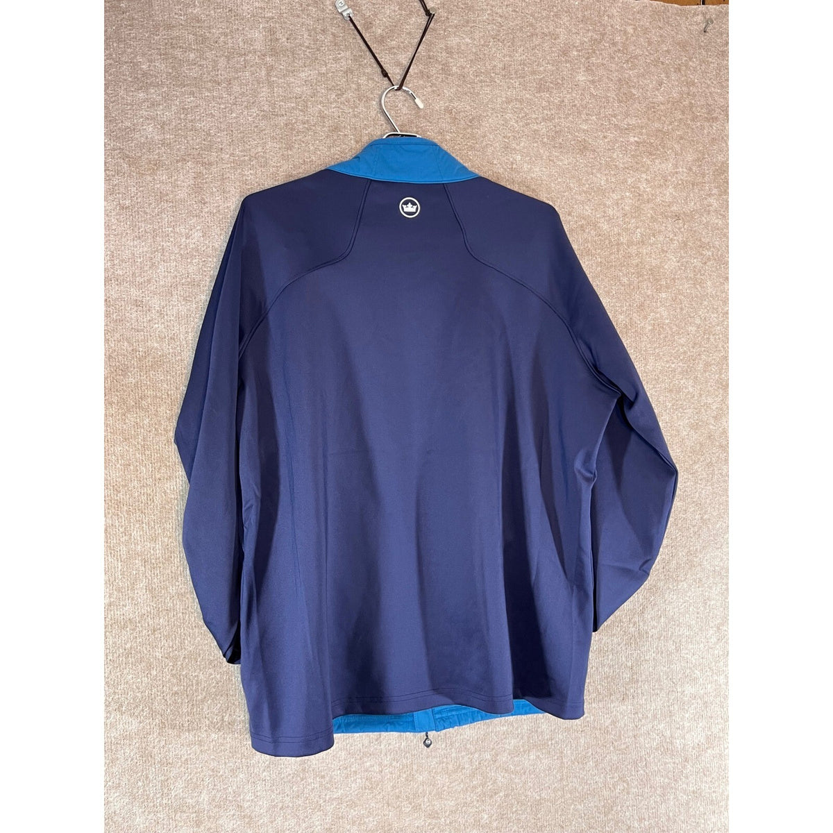 Peter Millar Merge Elite Hybrid Jacket Mens L Blue Quilted Golf Logo Embroidered