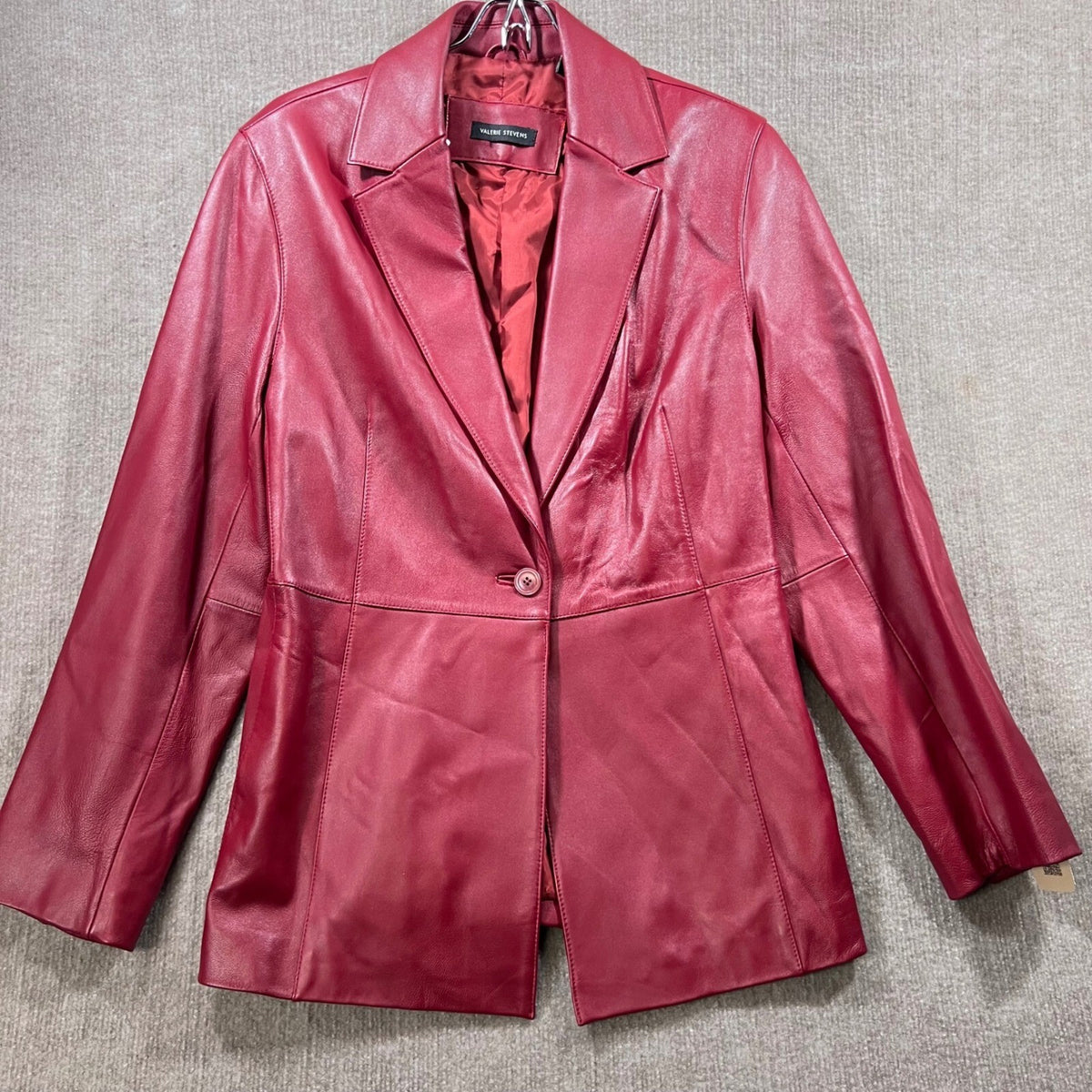 Valerie Stevens Burgundy Red Leather Statement Blazer Jacket Women XL