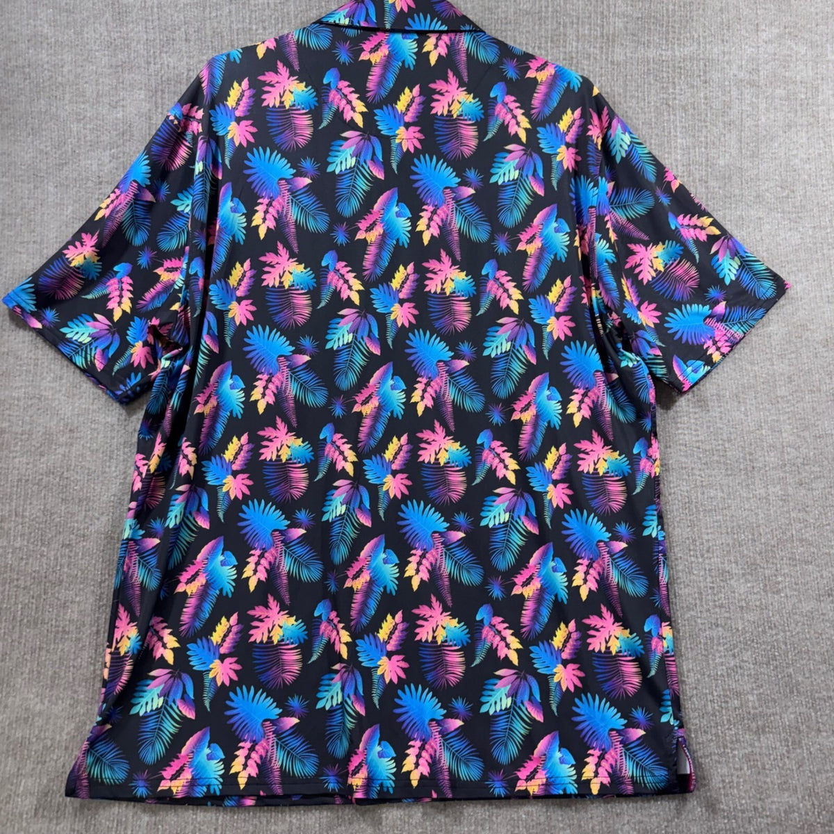 Performance Polo Shirt Men L Tropical Print Anti UV Golf Casual Moisture Wicking