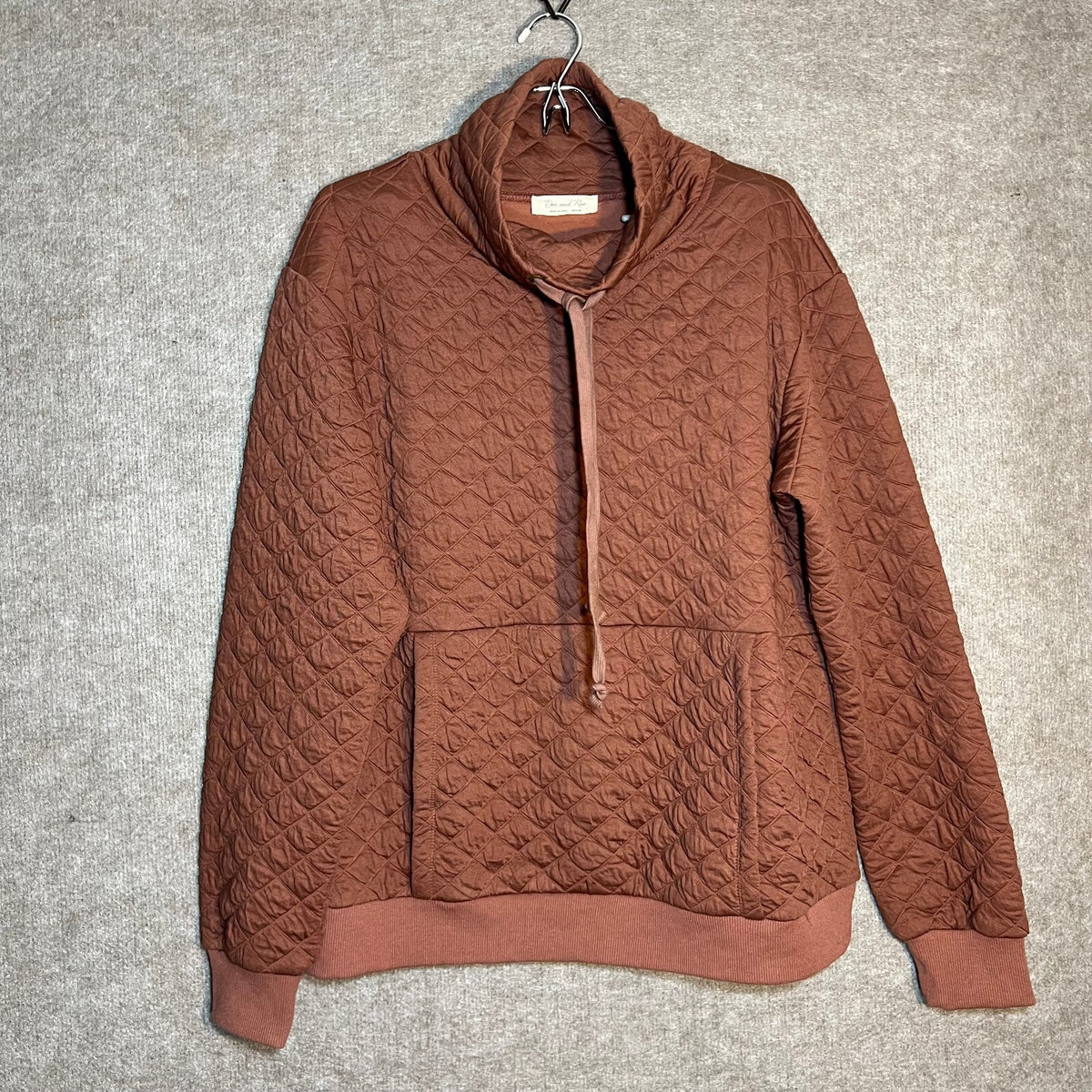 Doe & Rae Women's M Mauve Quilted Half Zip Pullover Jacket Kangaroo Pocket