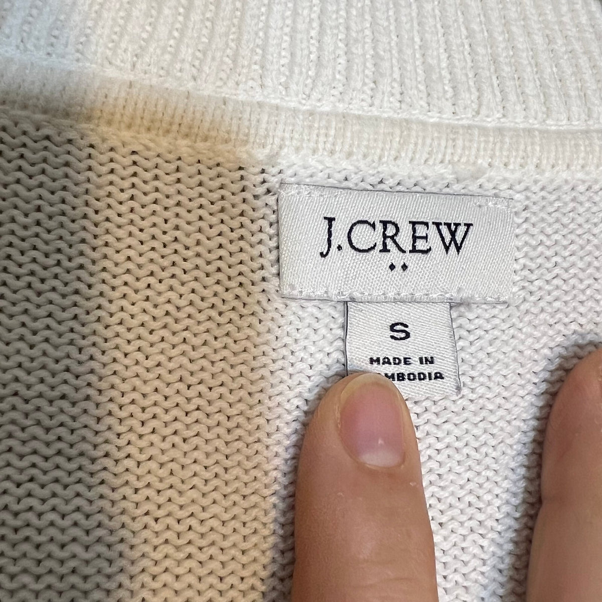 J.Crew Women's Navy and White Striped Half-Zip Pullover Sweater Size S