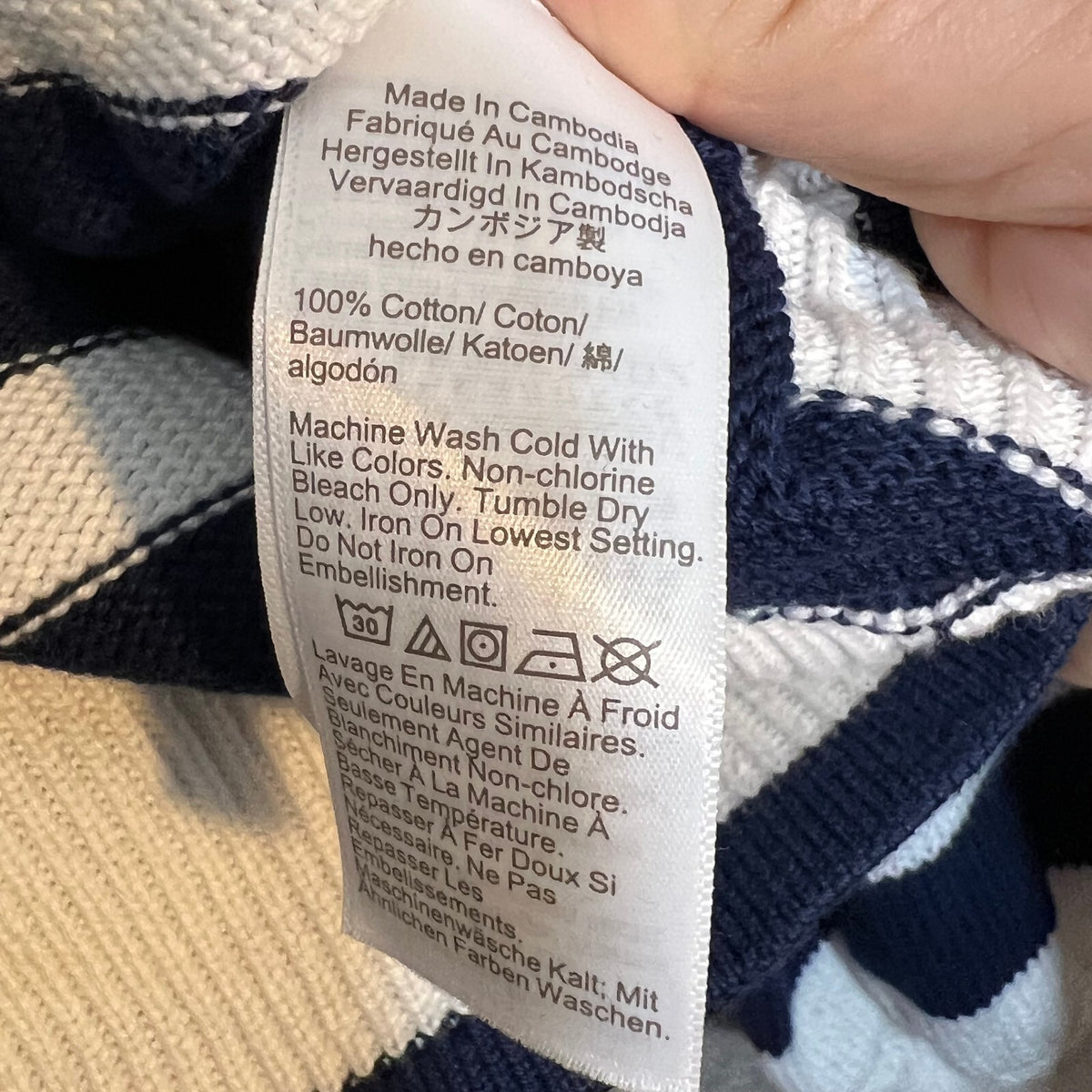 J.Crew Women's Navy and White Striped Half-Zip Pullover Sweater Size S