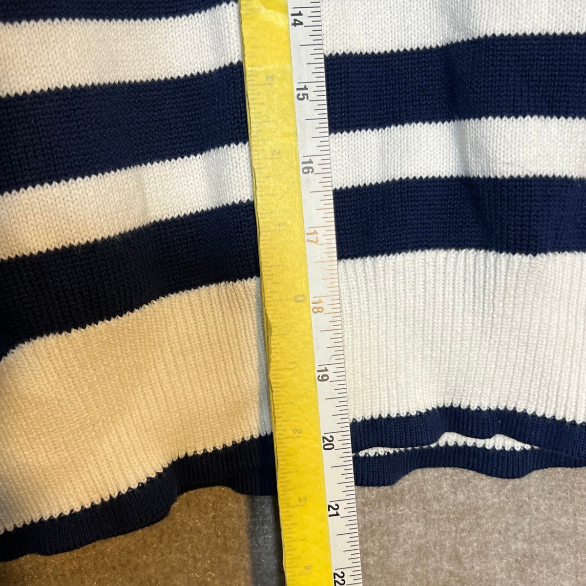 J.Crew Women's Navy and White Striped Half-Zip Pullover Sweater Size S