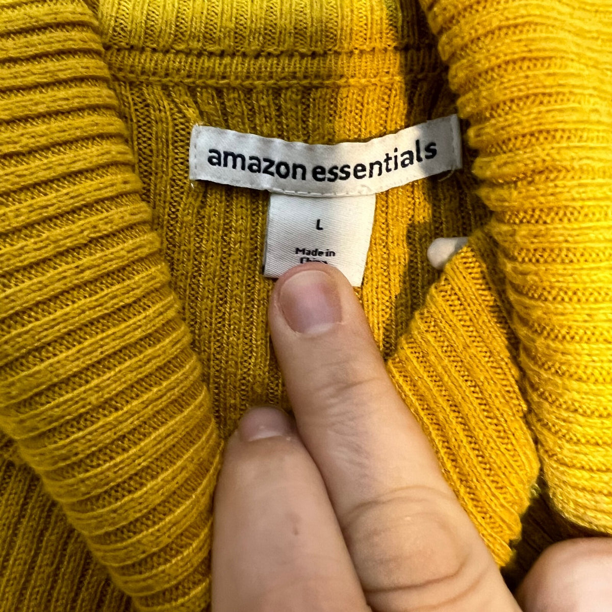 Amazon Essentials Sweater Women L Yellow Ribbed Turtleneck