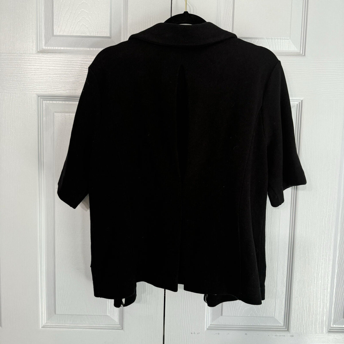 Dana Buchman Black Short Sleeve Work Jacket Blazer Size L, Animal Print Contrast