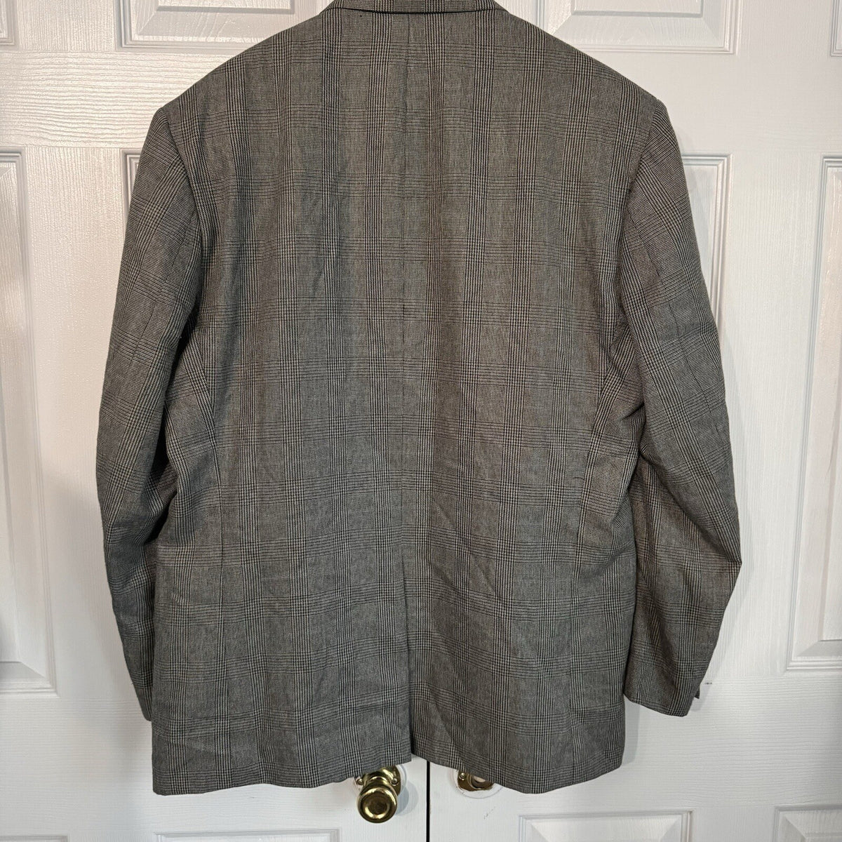 Chaps 46R Grey Houndstooth Plaid Men's 2-button Blazer Sport Coat Single Vent