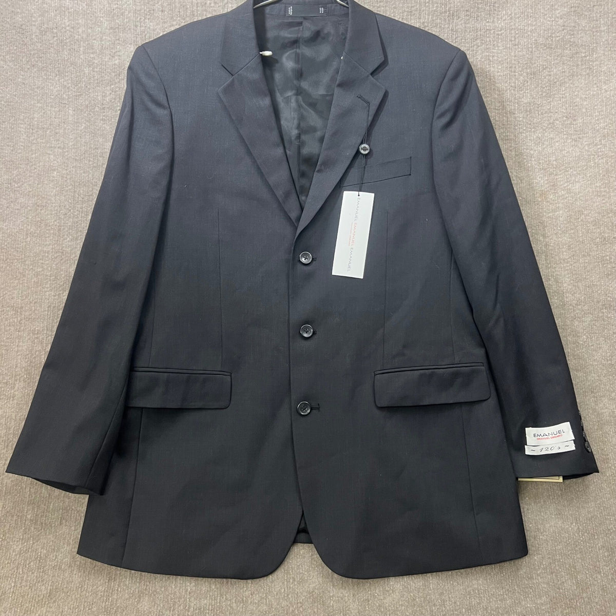 NWT Emanuel Ungaro Men Charcoal Solid Wool Blazer 42 Regular 3 Button SB