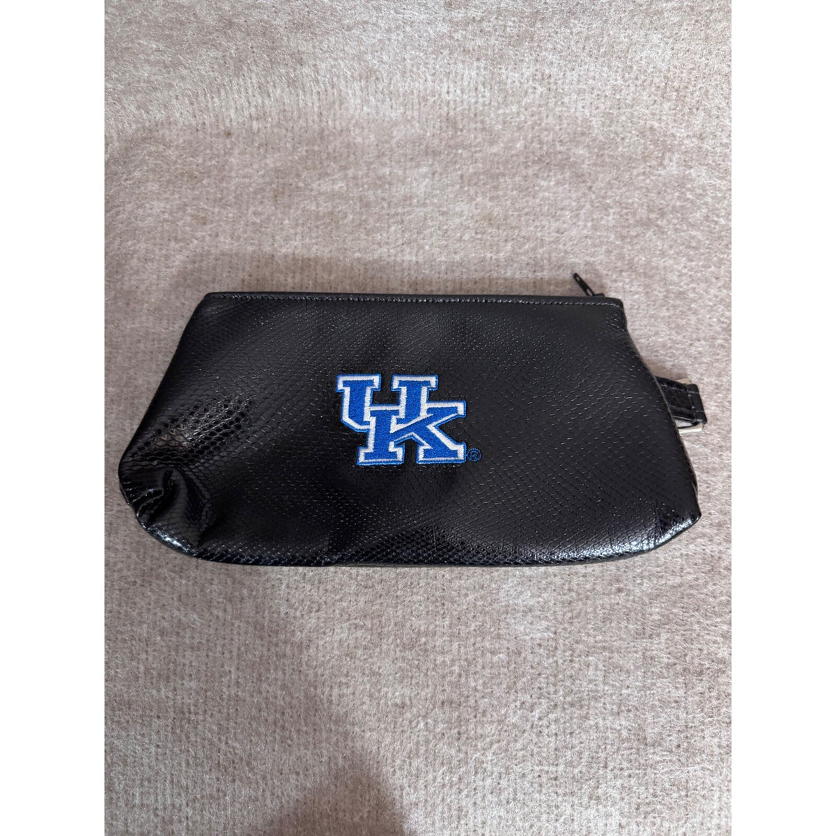 Kentucky Wildcats Cosmetic Bag Unisex Black Faux Snakeskin Logo Pouch Sporty