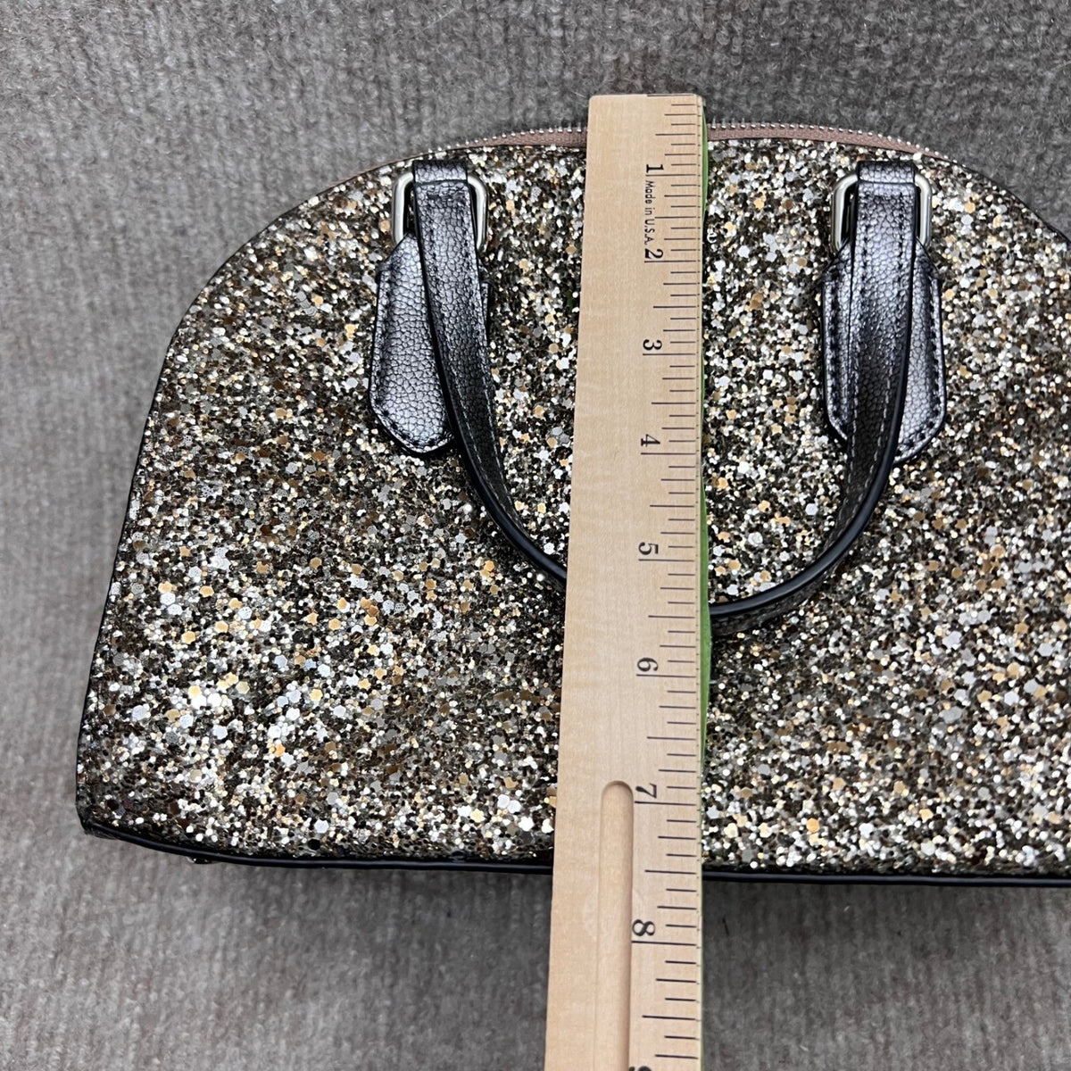 Kate Spade Glitter Dome Satchel Crossbody Bag Sparkle Silver Chain Strap FLAW