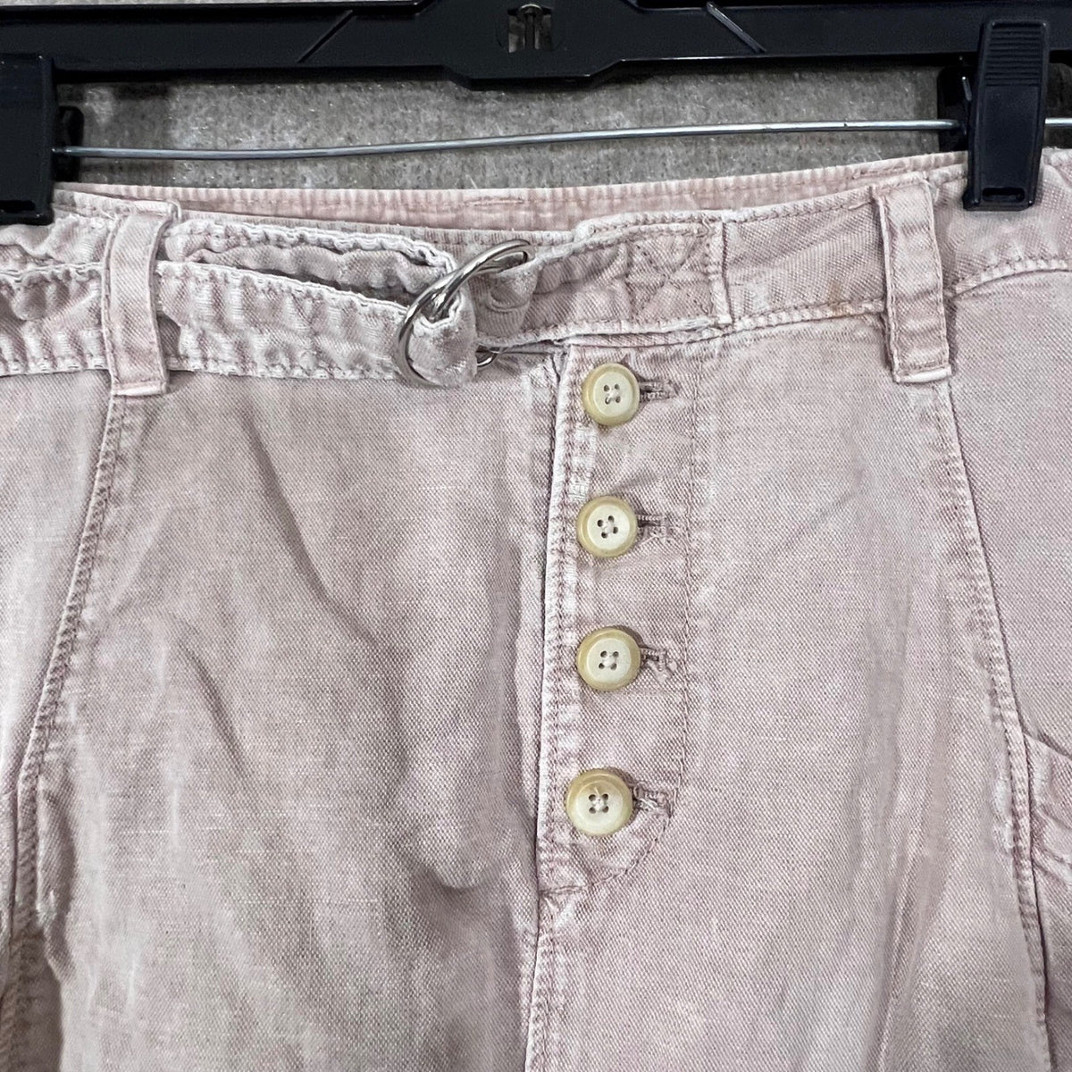Free People High Waisted Button Fly Cropped Cargo Pants Dusty Rose Size 0