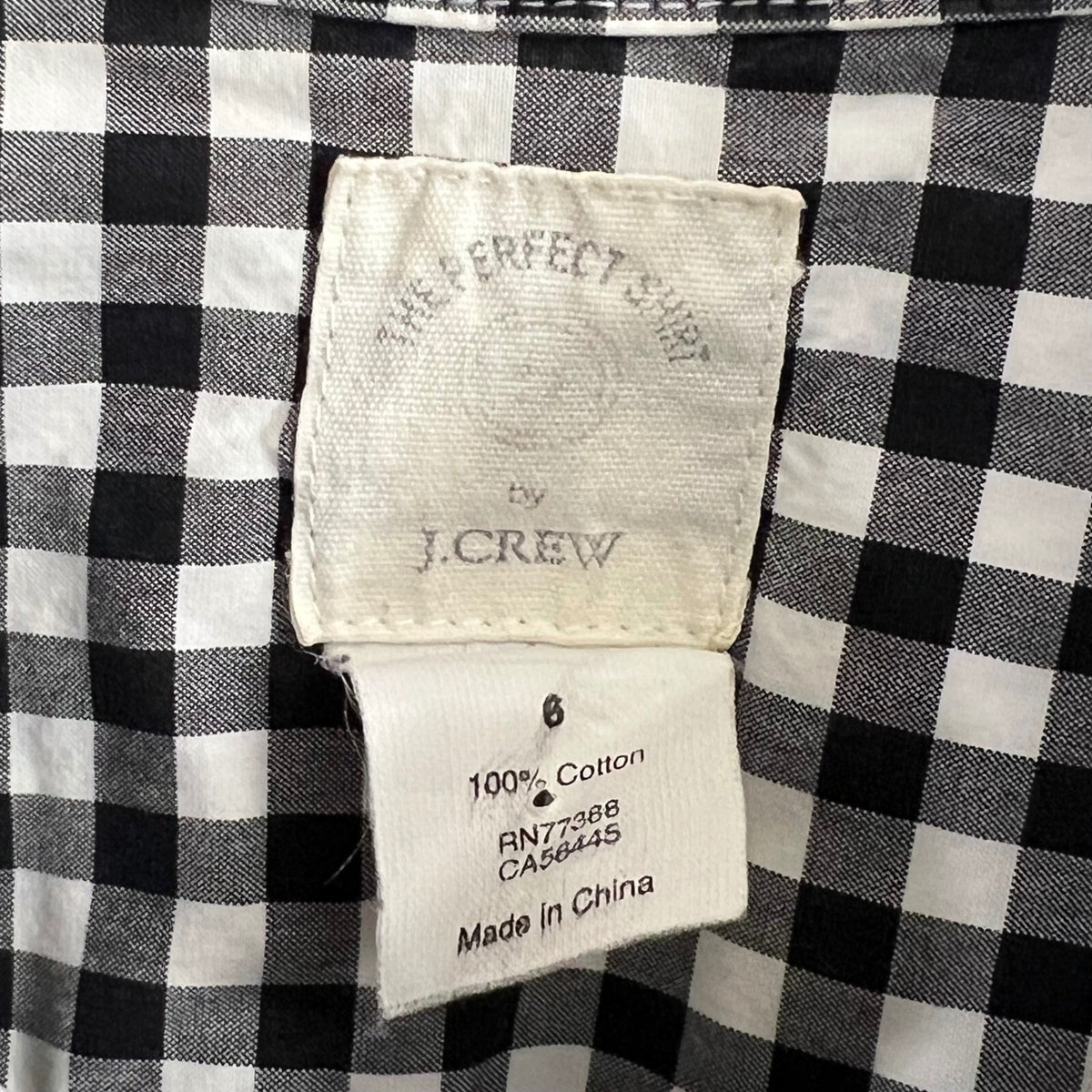 J.Crew The Perfect Shirt Women's Black White Gingham Check Button Down Top