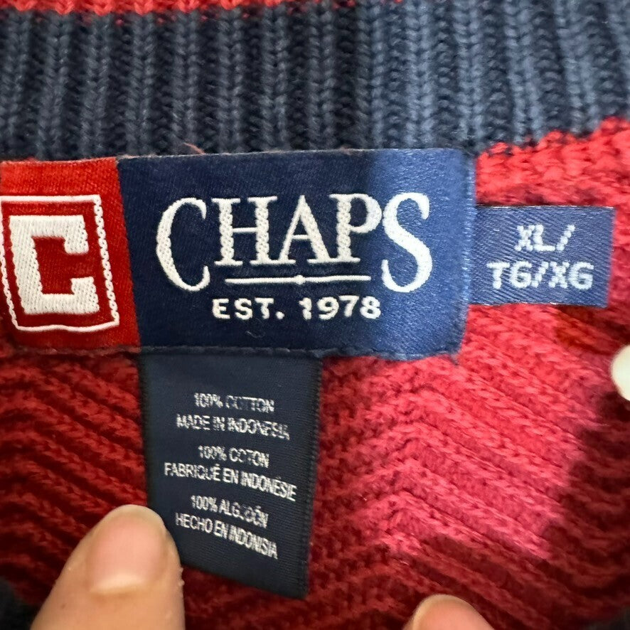 Chaps XL Men's Red Sweater Thick Heavy Tight Knit Business Casual Ralph Lauren