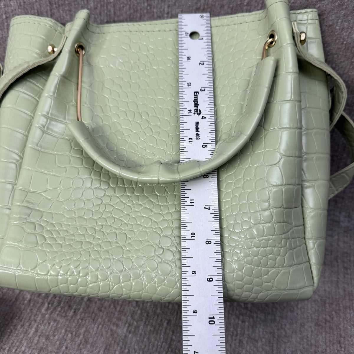 Sage Green Croc Embossed 3 PC Synthetic Purse Set Bucket Bag Crossbody Wallet