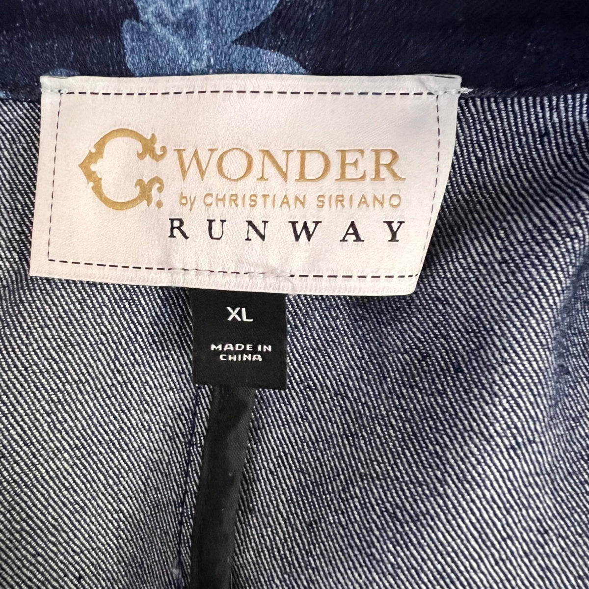Christian Siriano Wonder Runway Floral Denim Duster Trench Belted Puff Sleeve XL
