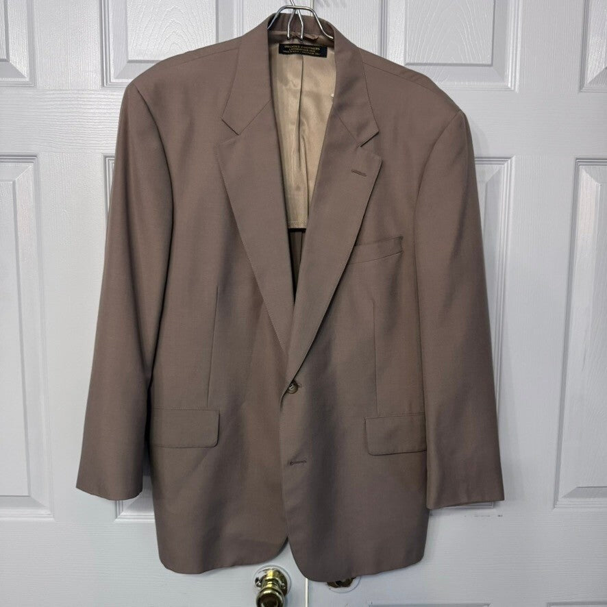 Brooks Brothers Blazer Jacket Mens 46 Reg Tan Brown Wool Blend Sport Coat