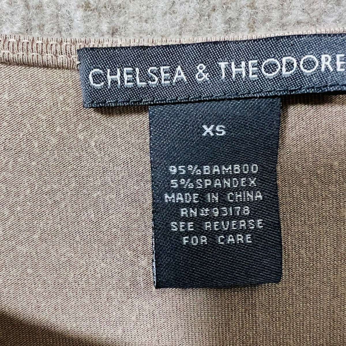 Chelsea Theodore Beige Bamboo Spandex Long Sleeve Oversized Top XS