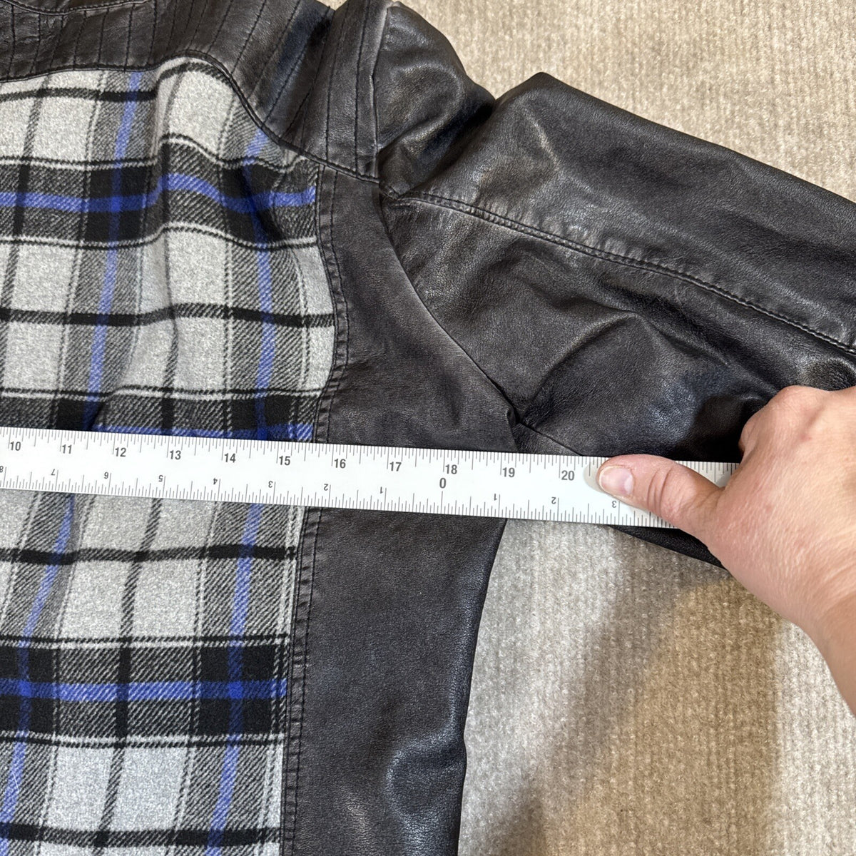 Collection by Bernardo Women Moto Jacket XL Vegan Leather and Flannel