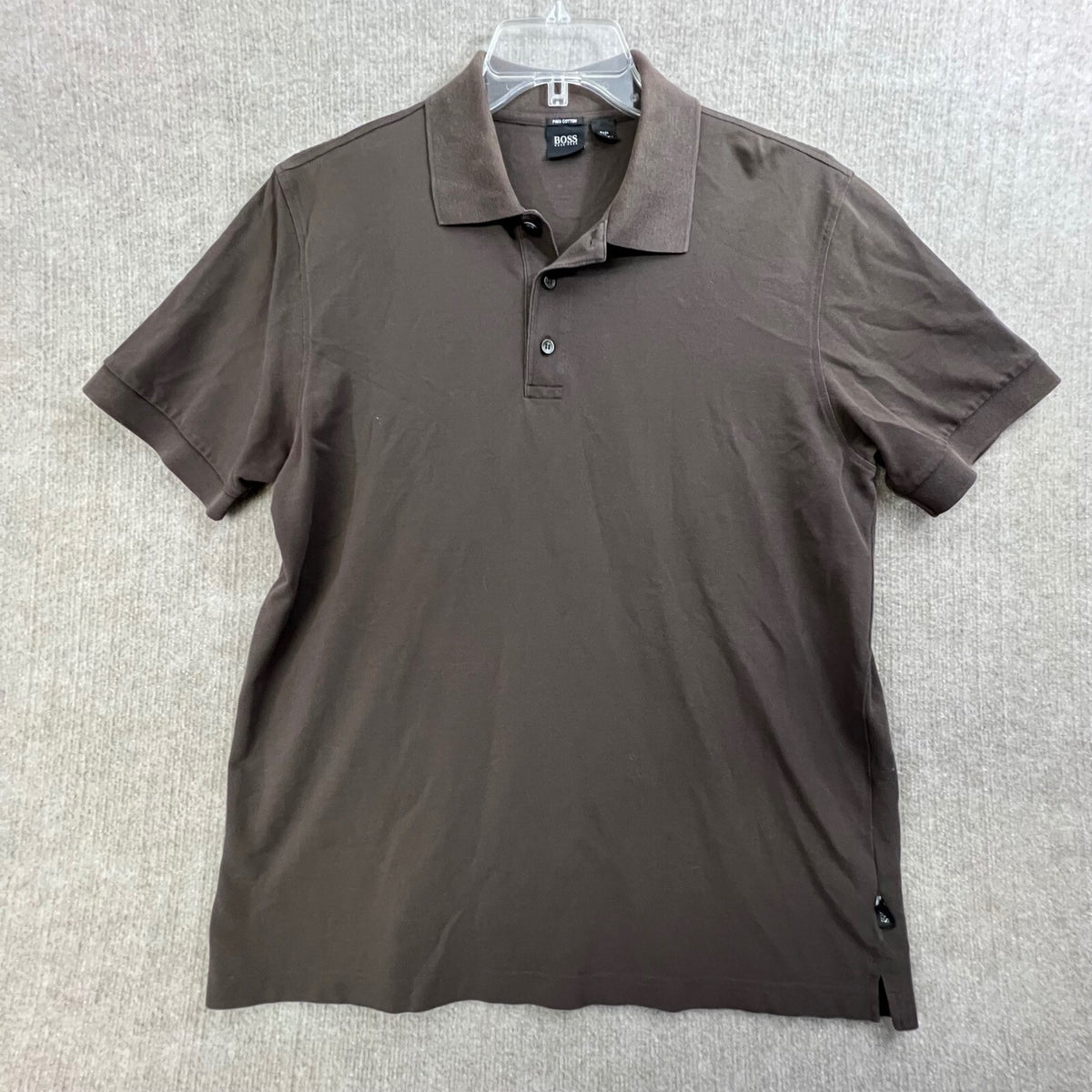 BOSS Hugo Boss Mens XL Polo Shirt Brown Pima Cotton Short Sleeve Casual Top