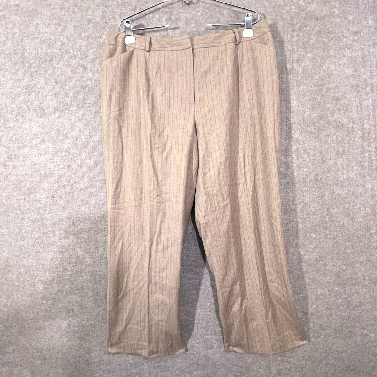 Talbots Woman Pant Suit Women 16W 18W Tan Pinstripe Italian Fabric Professional