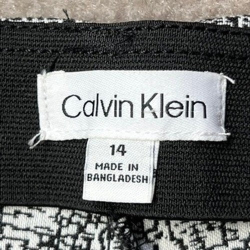 Calvin Klein Women's Pants Size 14 Black White Abstract Print Career Trousers