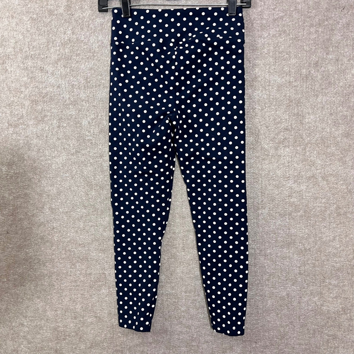 J Crew Polka Dot Leggings Women XS Navy Blue Stretchy Minimalist Preppy
