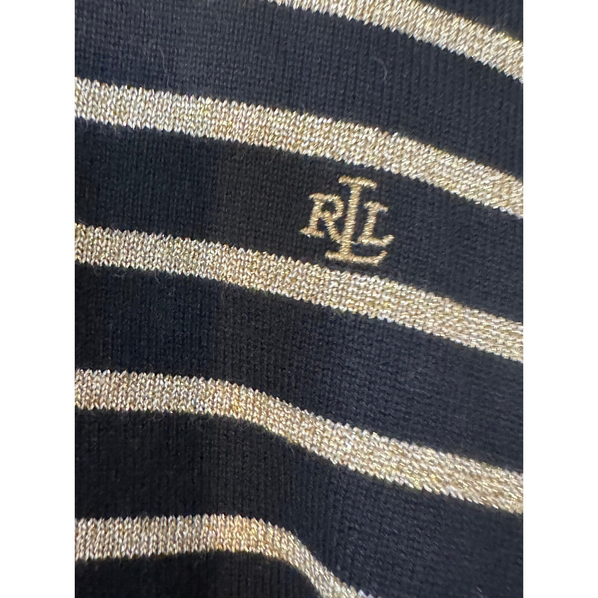 Lauren Ralph Lauren Turtleneck Sweater Women 3X Black Gold Metallic Striped