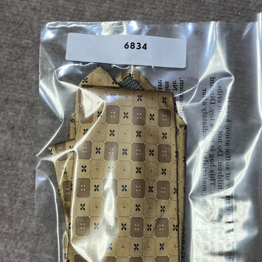 Statements Necktie Mens 4" Wide Silk Geometric Gold Patterned Formal Neck Tie