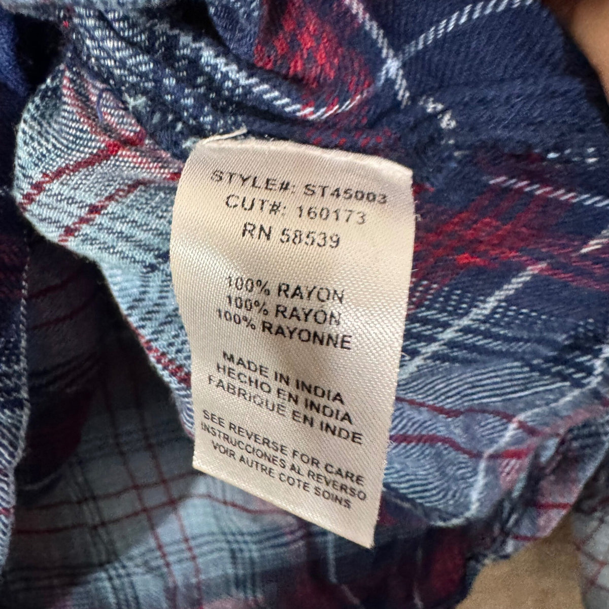 KUT from the Kloth Plaid Button Down Top Womens Size M Blue Red Rayon Boho