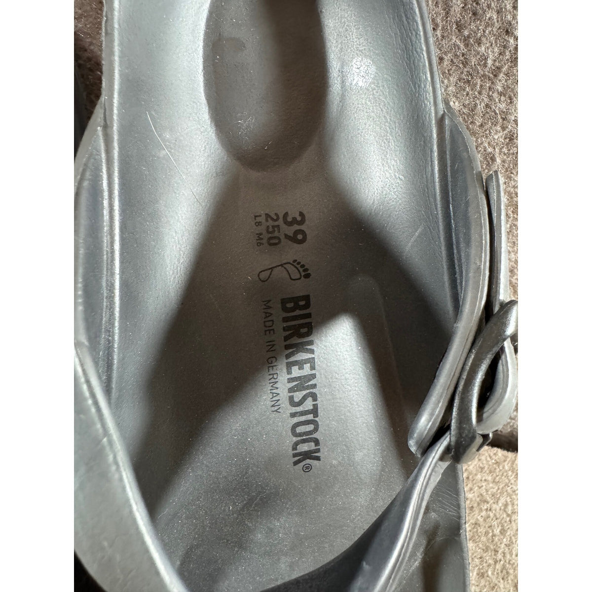 Birkenstock Gizeh EVA Sandals 8/39 Metallic Anthracite Thong Comfort Casual