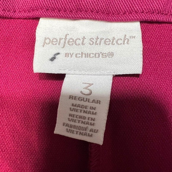 Chico's Perfect Stretch Slim Leg Regular Pink Button Detail Pants Sz3