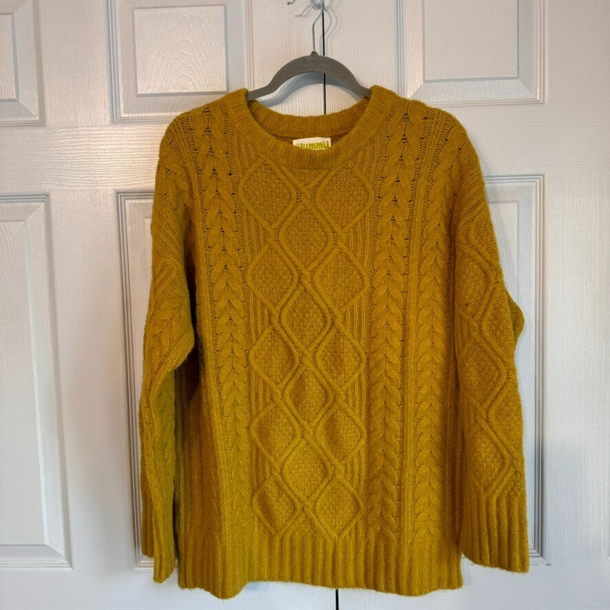 So Yummy Sweater Co XS Mustard Sustainable Recycled Fiber Sweater Chunky Knit