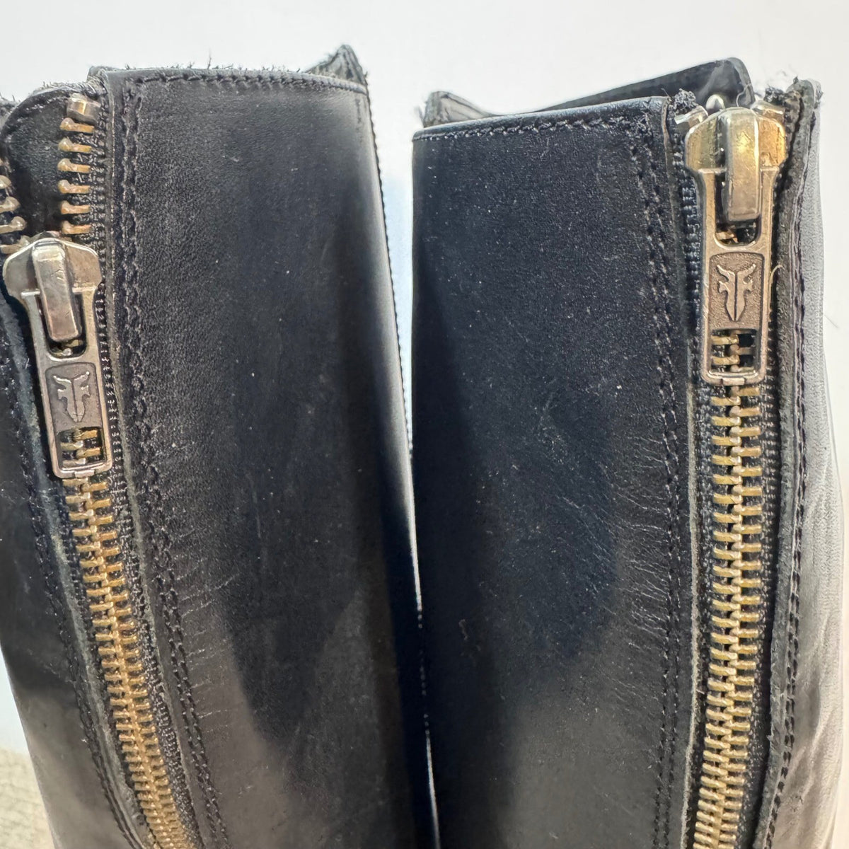 Frye Melissa Back Zip Boots Women 7B Black Leather Tall Riding Equestrian Chic