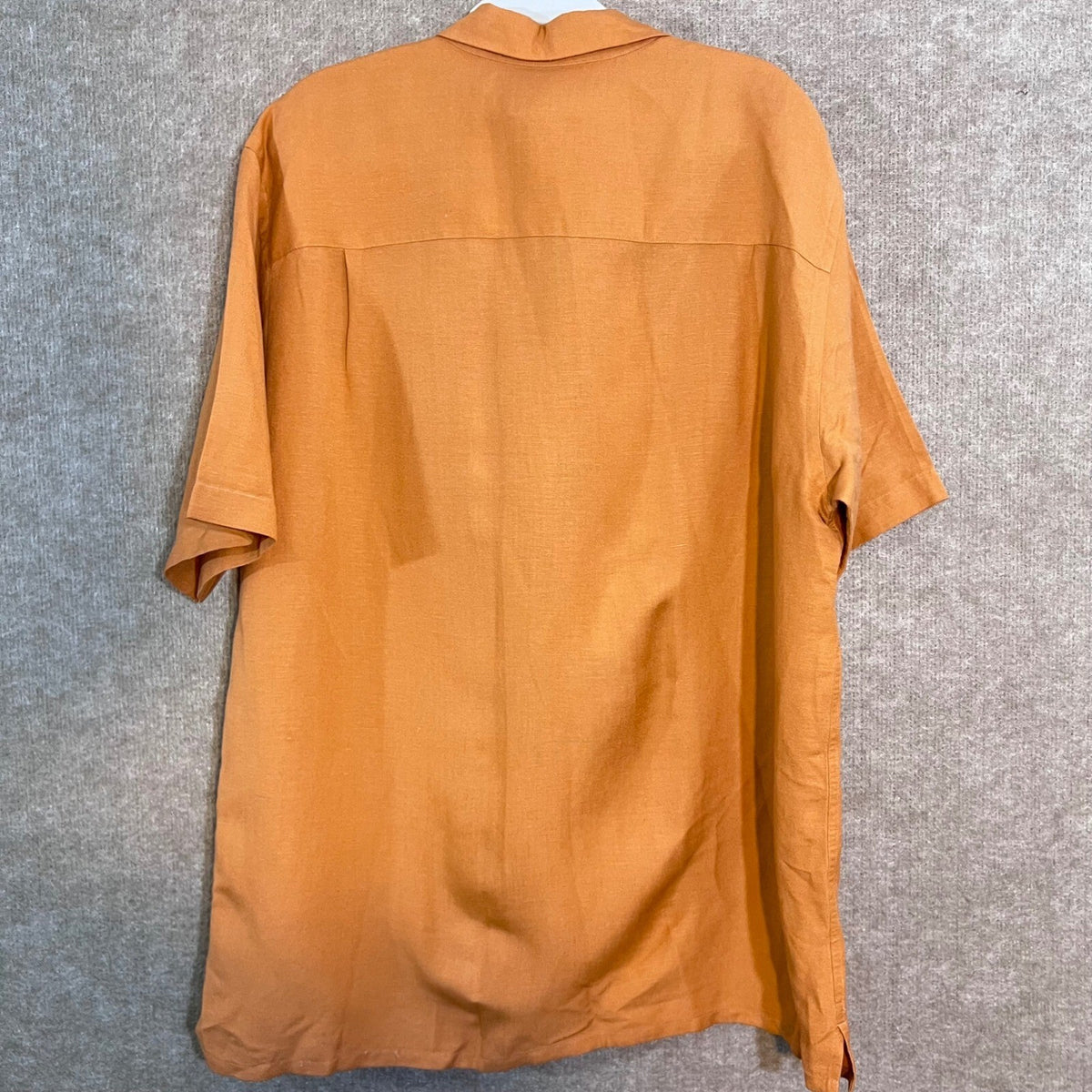 J. Ferrar Button Up Shirt Mens Medium Orange Linen Blend Short Sleeve Summer