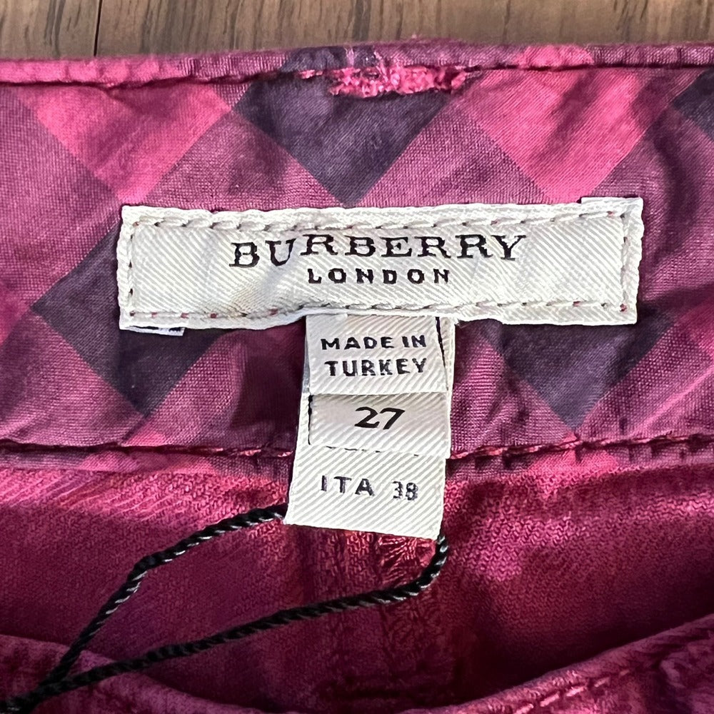 Burberry Skinny Leg Pants Women 26 Red Cropped Low Rise Designer Casual Chic