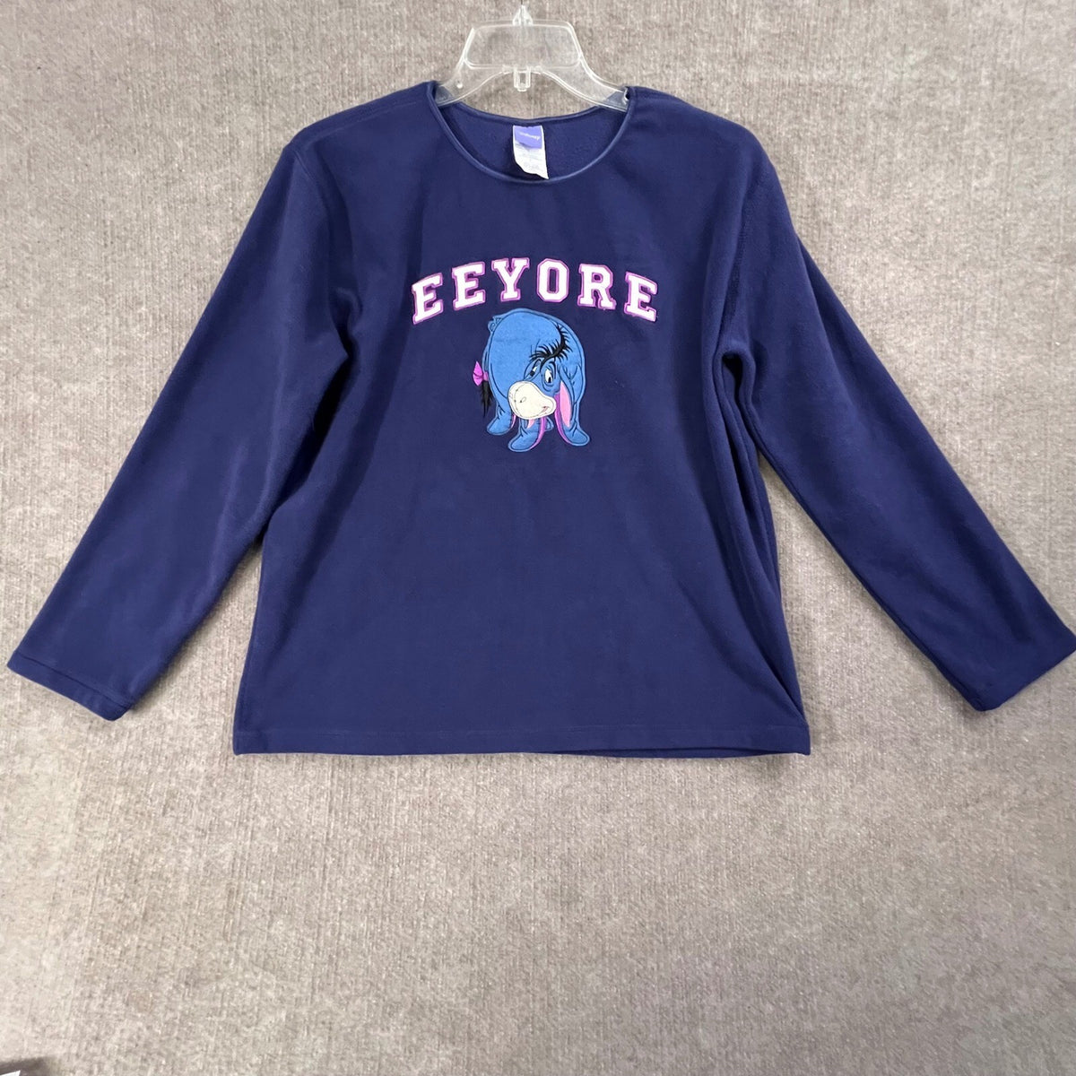 Disney Eeyore Winnie the Pooh Blue Fleece Pullover Long Sleeve Shirt Large