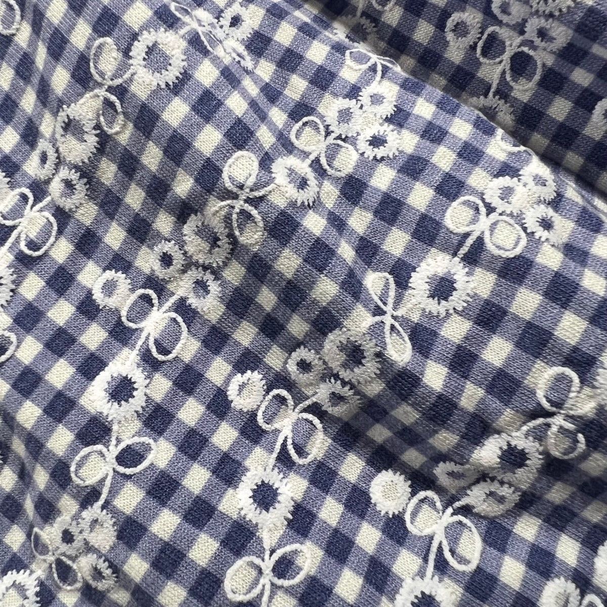 Belldini Blue Gingham Embroidered Square Neck Smocked Waist Milkmaid Top XL