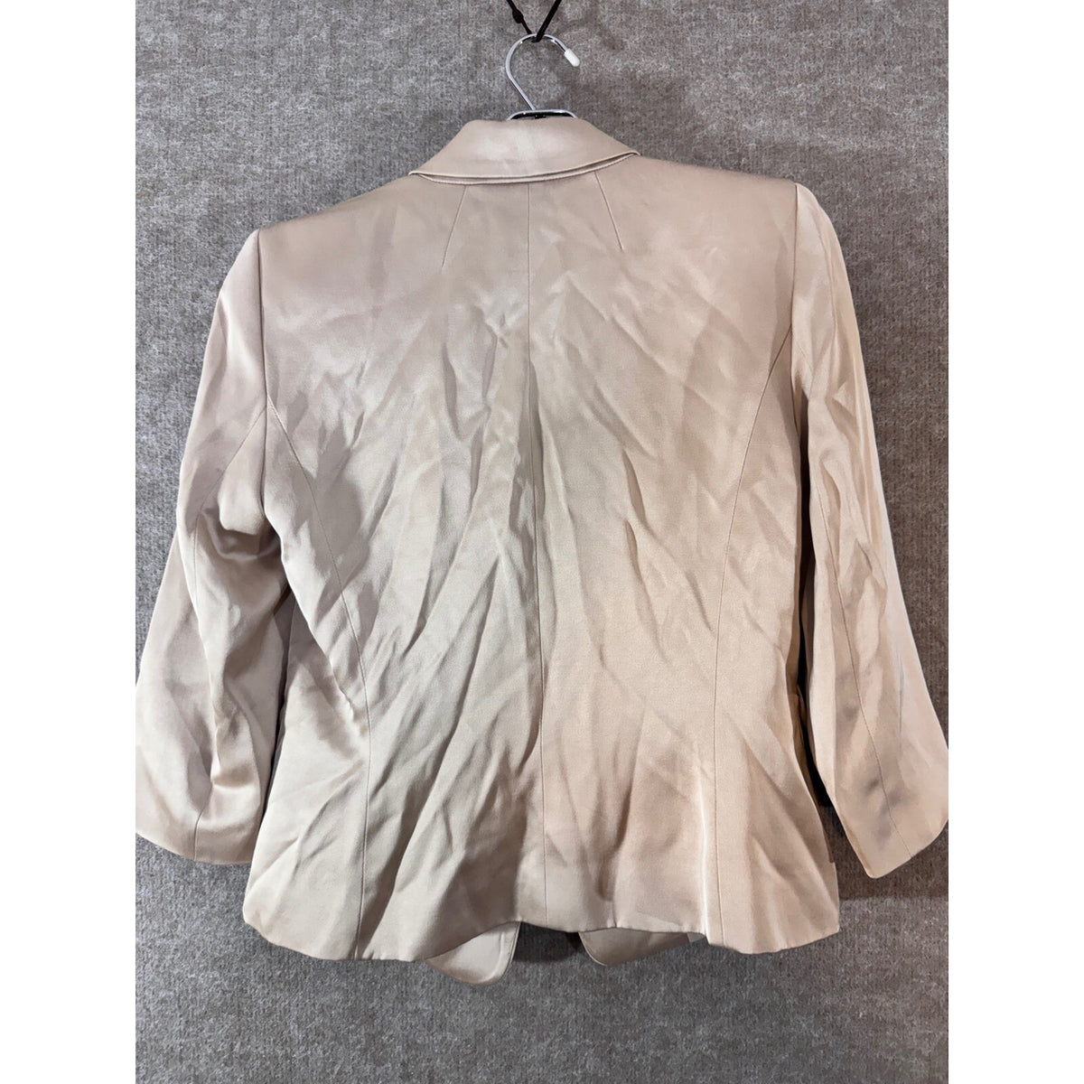 WITHBLACK Womens XS Champagne Satin Blazer 3/4 Sleeve Single Button Jacket