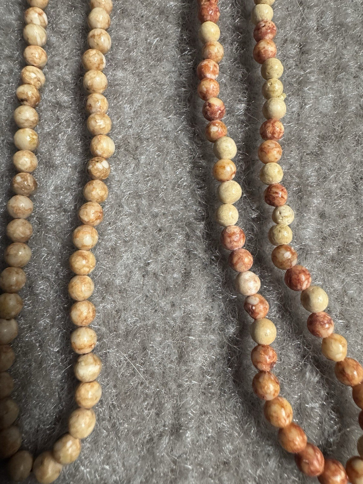 2x Vintage Natural Picture / Brecciated Jasper Gemstone Bead Strands 34” 3-4 mm