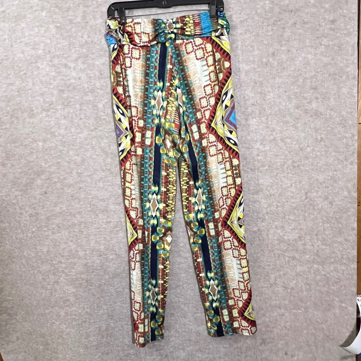 Resort Geometric Tribal Dopamine Print Pants Womens Large Stretch Boho Trippy