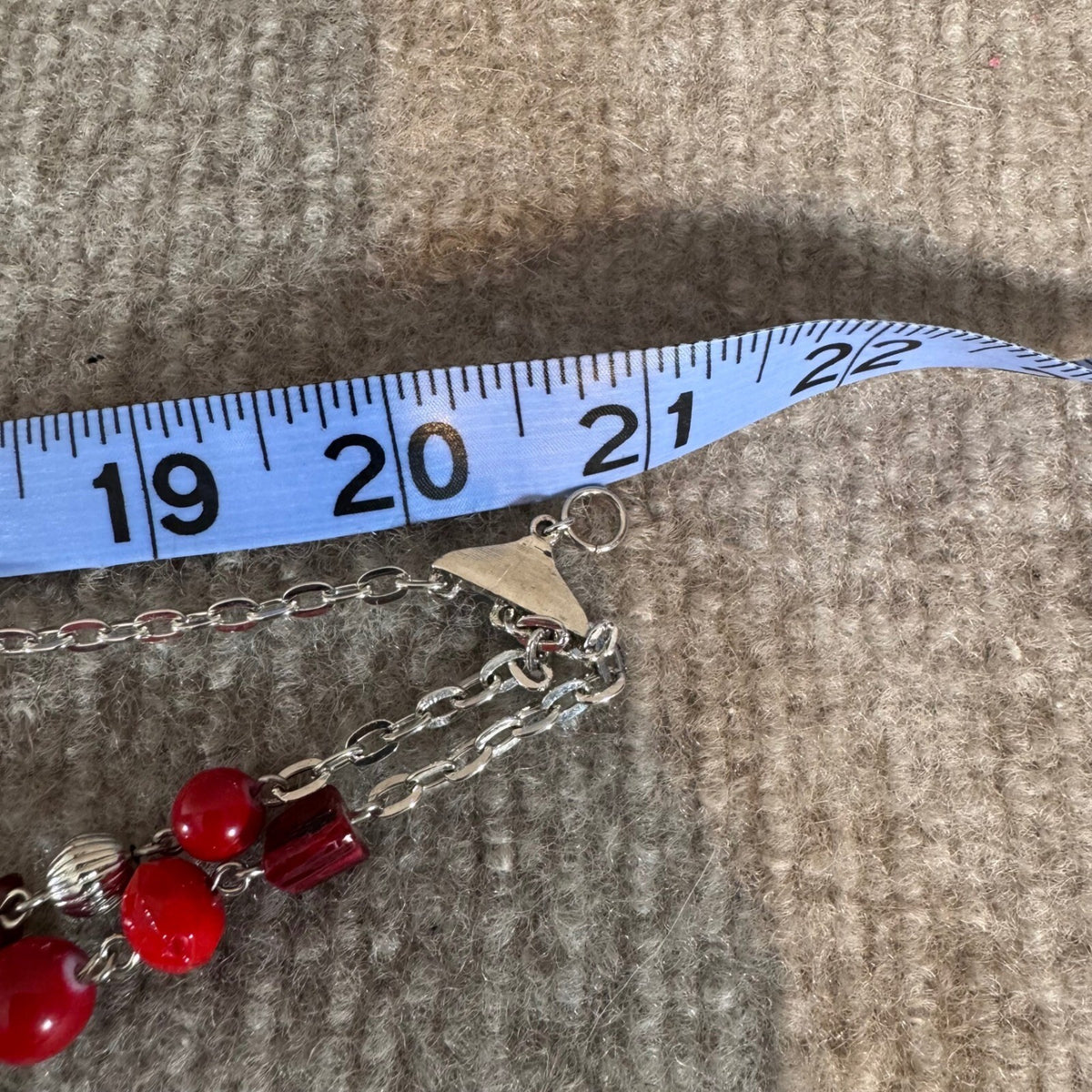 Red Multi Strand Necklace Women OS Silver Tone Acrylic Beaded Statement