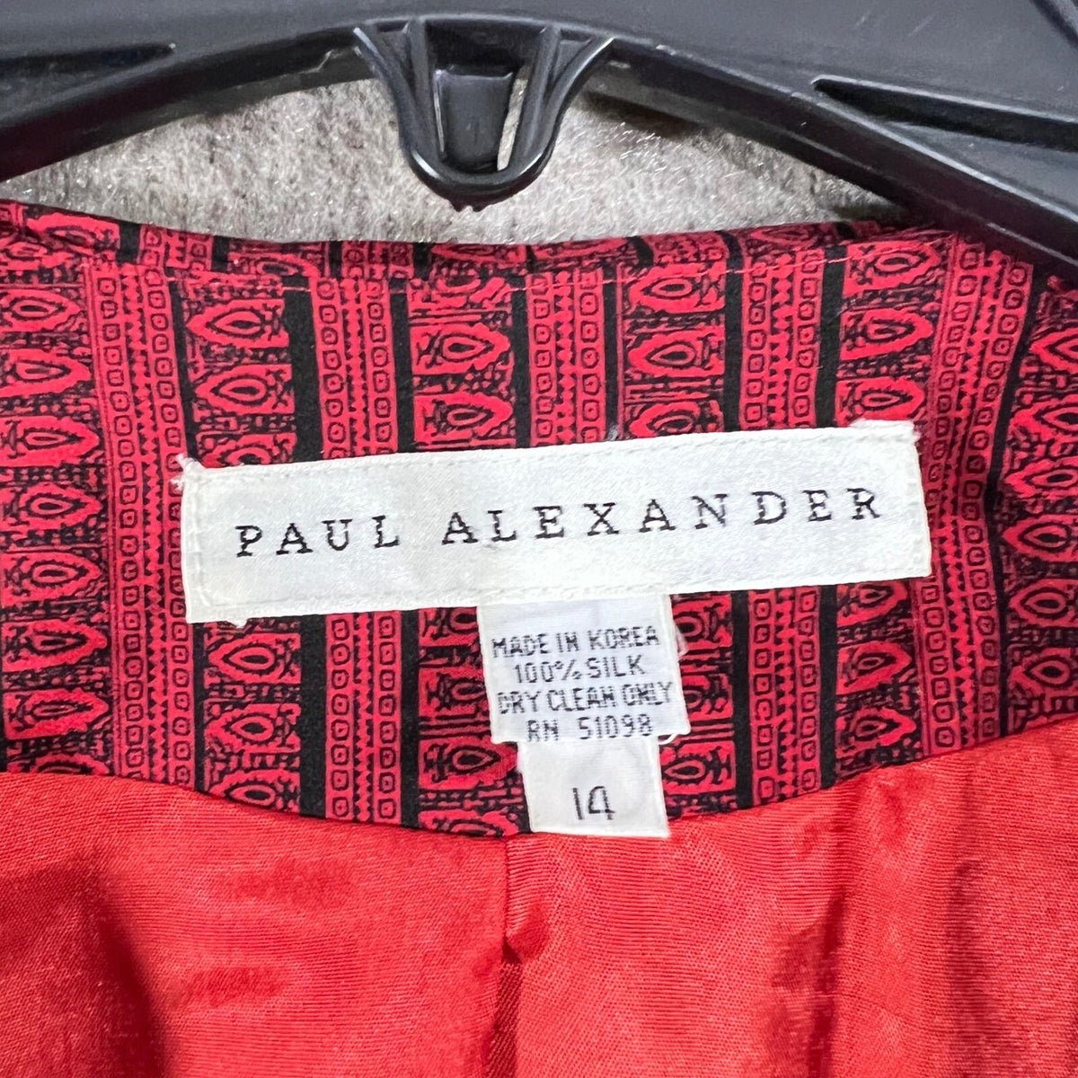 Vintage Paul Alexander Silk Kimono Jacket Women 14 Red Black Striped Boho Chic