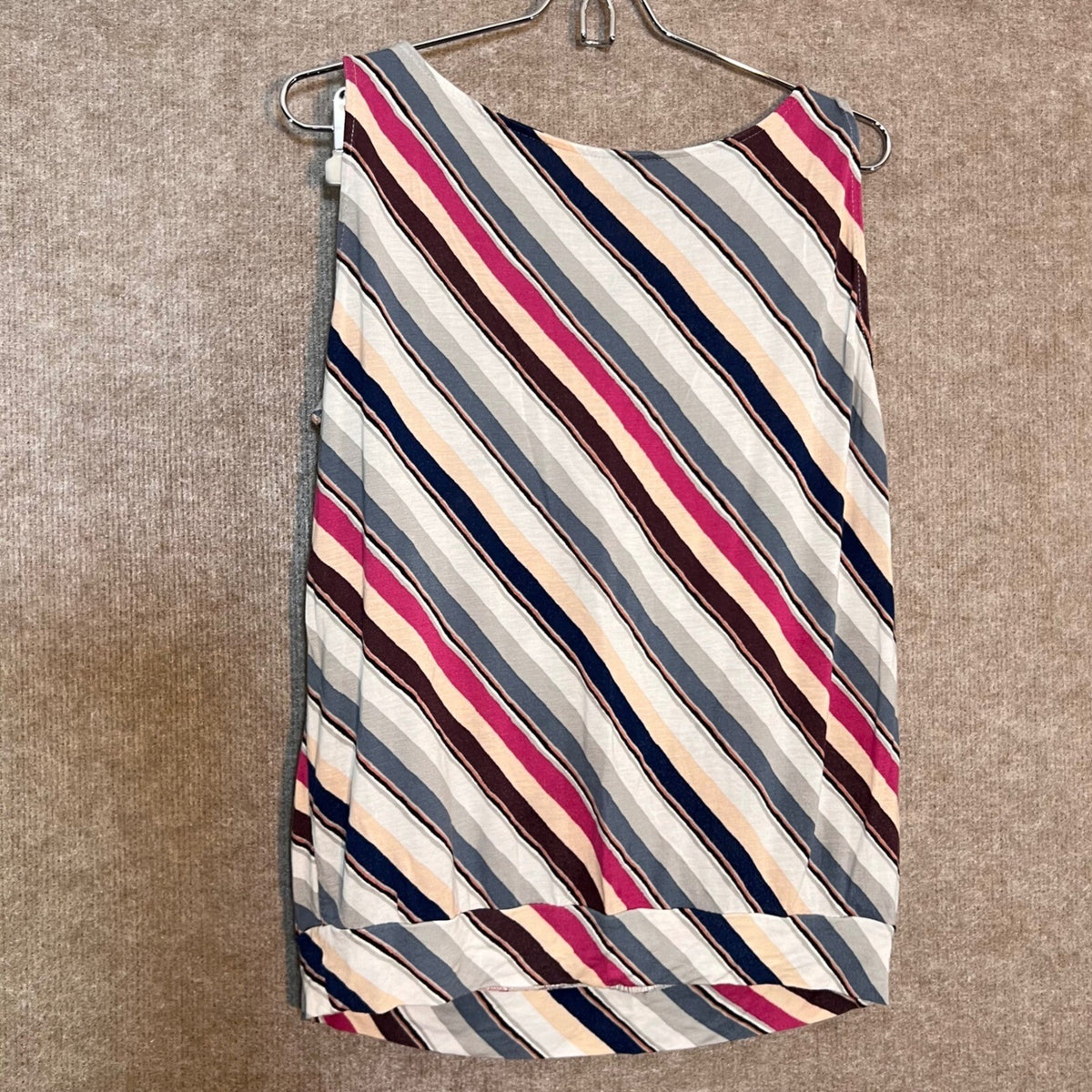 LOFT Striped Sleeveless Blouse Womens Small Multi Color Pleated Rayon Casual