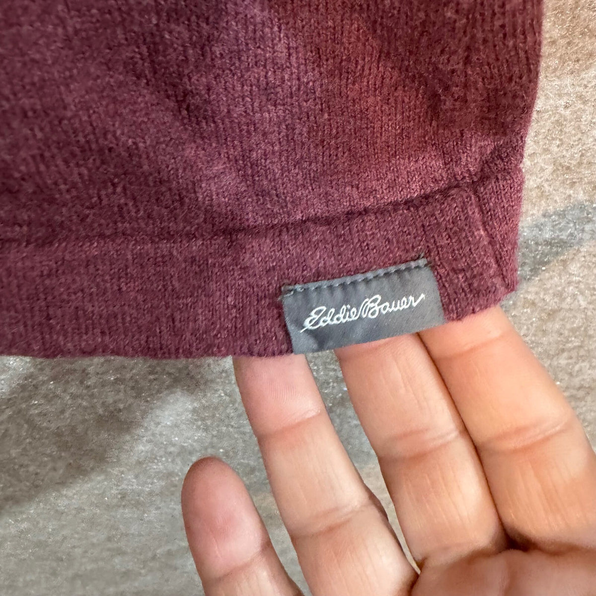 Eddie Bauer V Neck Sweater Mens TL Maroon Cotton Merino Wool Blend Tall Burgundy