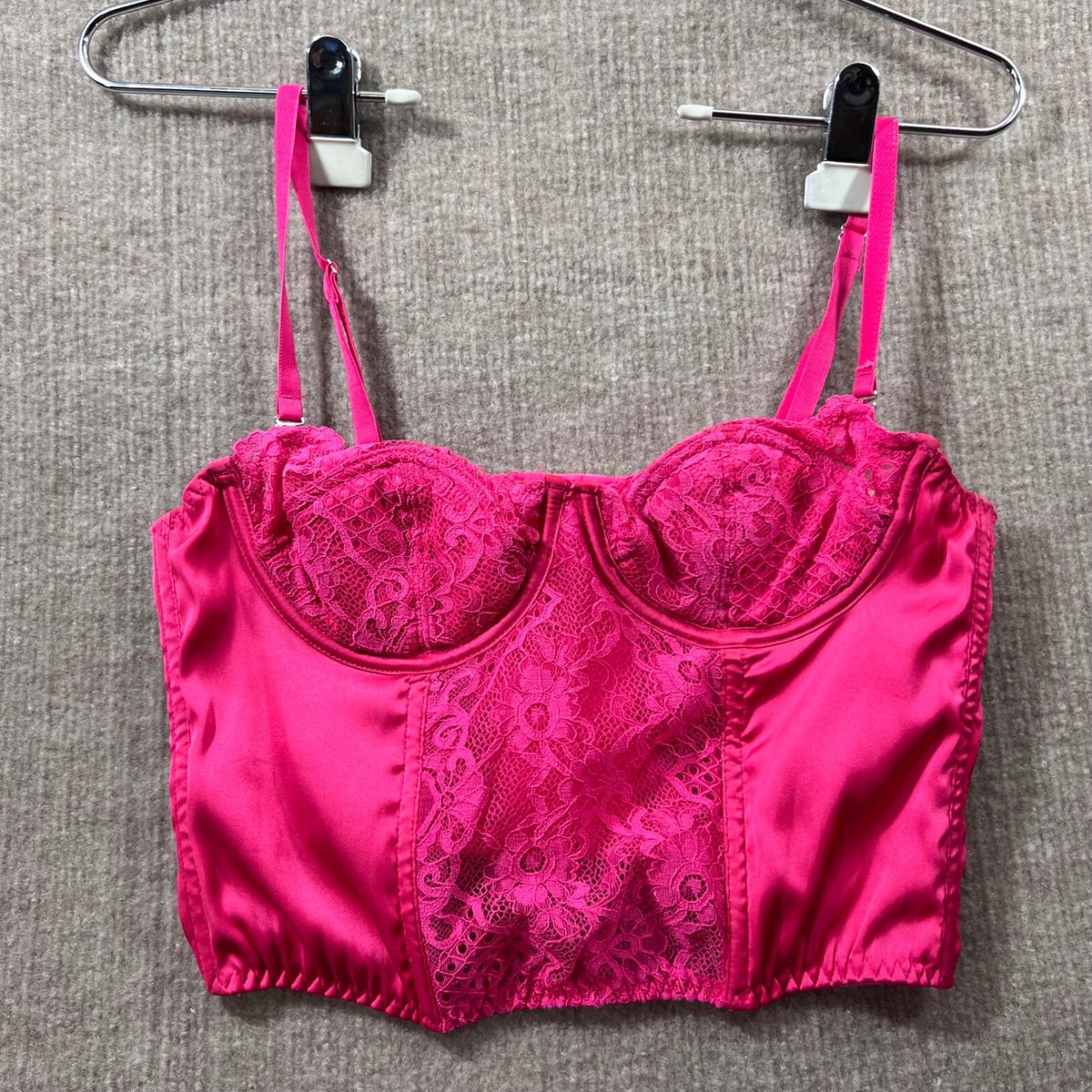 Urban Outfitters Pink Lace Satin Corset Bustier Top M M