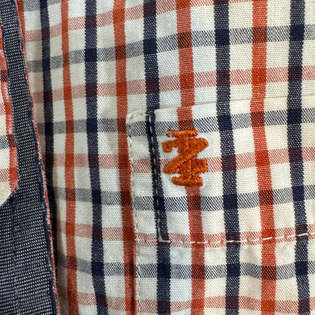 IZOD Button Down Shirt Mens XXL Orange Blue Plaid Long Sleeve Casual Preppy