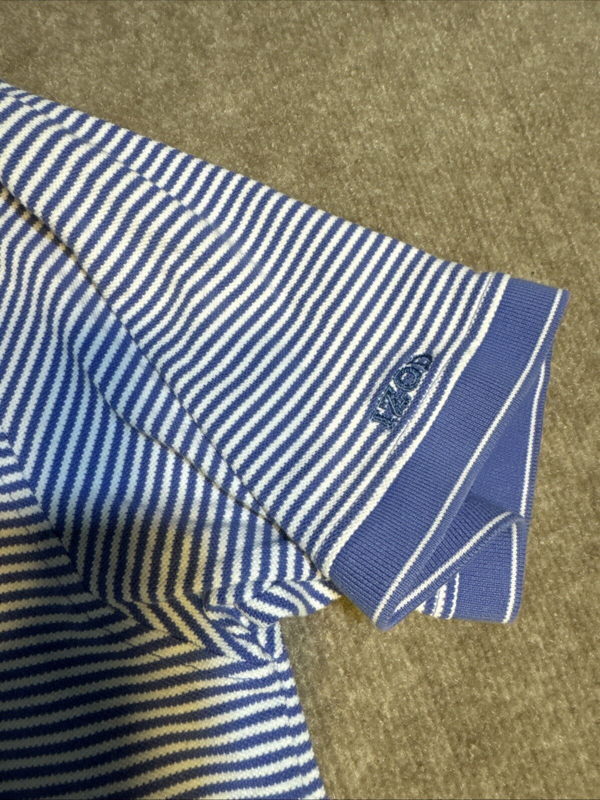 IZOD Men Collared 2 Button Polo Striped contrast collar XL Cotton