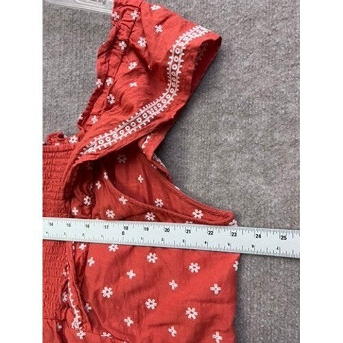 Old Navy 3X Plus Red Floral Embroidered Ruffle Sleeveless Smocked Top Blouse